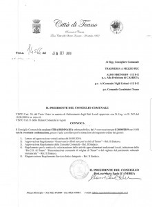 Convocato il Consiglio comunale per il 20 settembre alle 19.